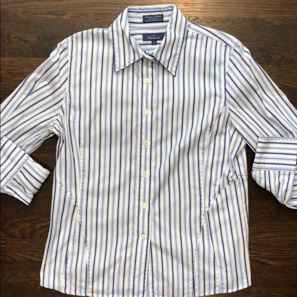 Faconnable Blue Striped Button Down - Picture 6 of 8